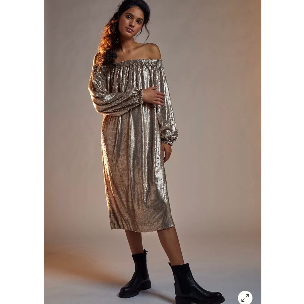 Anthropologie NWOT Size S Mare Mare Calliope Sequined Midi Dress